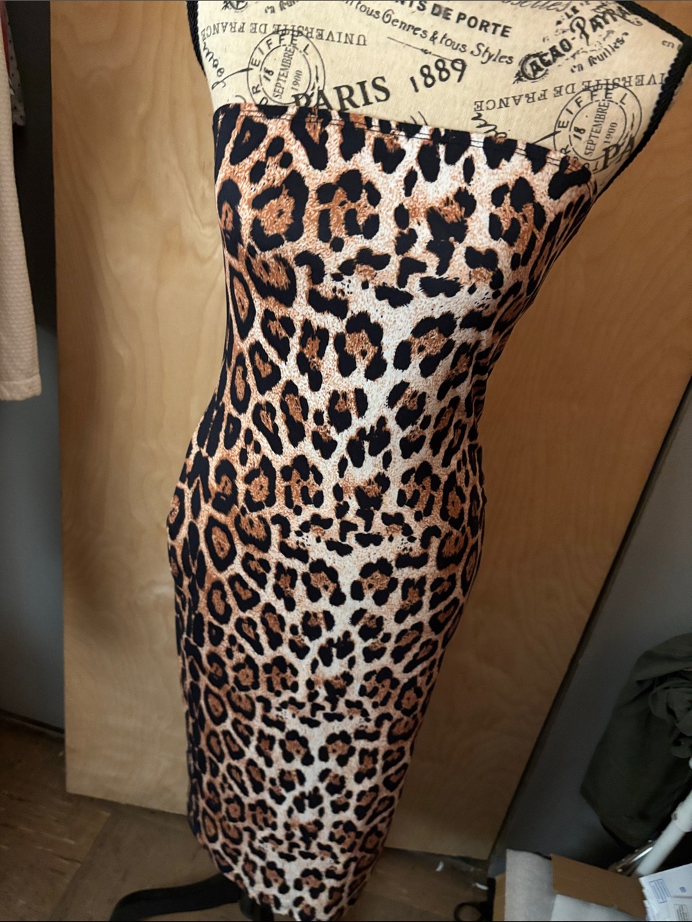 SHEIN Strapless Leopard-Print Bodycon Dress - Brown/Black/Cream